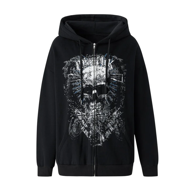 Premium Oversized Skull Print Hoodie - High-Quality Cotton Blend