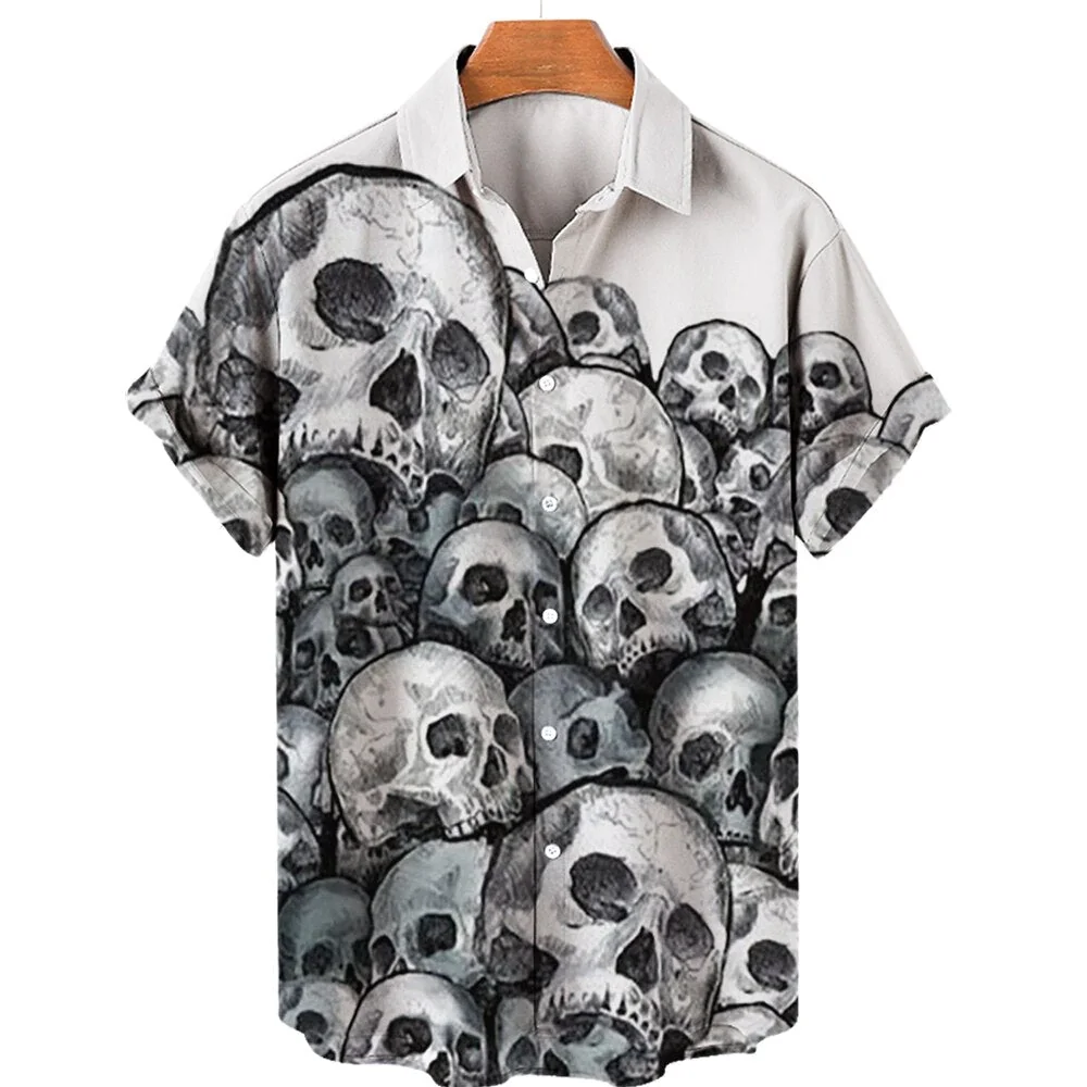Gothic Skull Mens Shirt Black Premium Spandex Polyester Blend