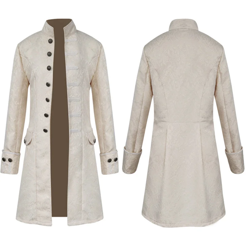Elegant Gothic Style Mens Coat in Premium Cotton Polyester Blend
