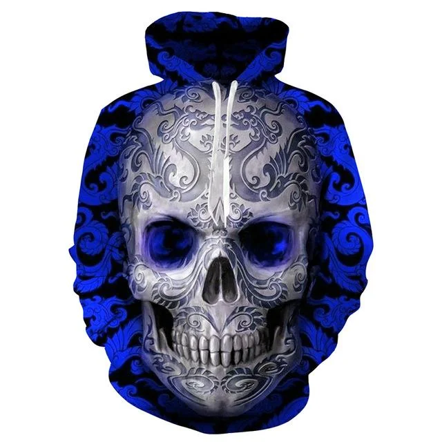 Skull Print Hoodie in Premium Cotton Blend