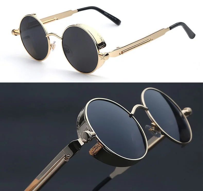 Fashionable Black Steampunk Sunglasses UV400 Polarized Coating