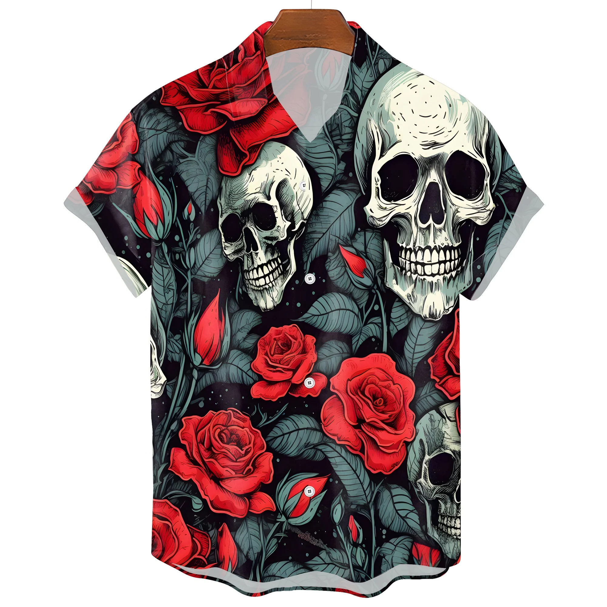 Hawaiian Skull Mens T-Shirt Premium Blend Black