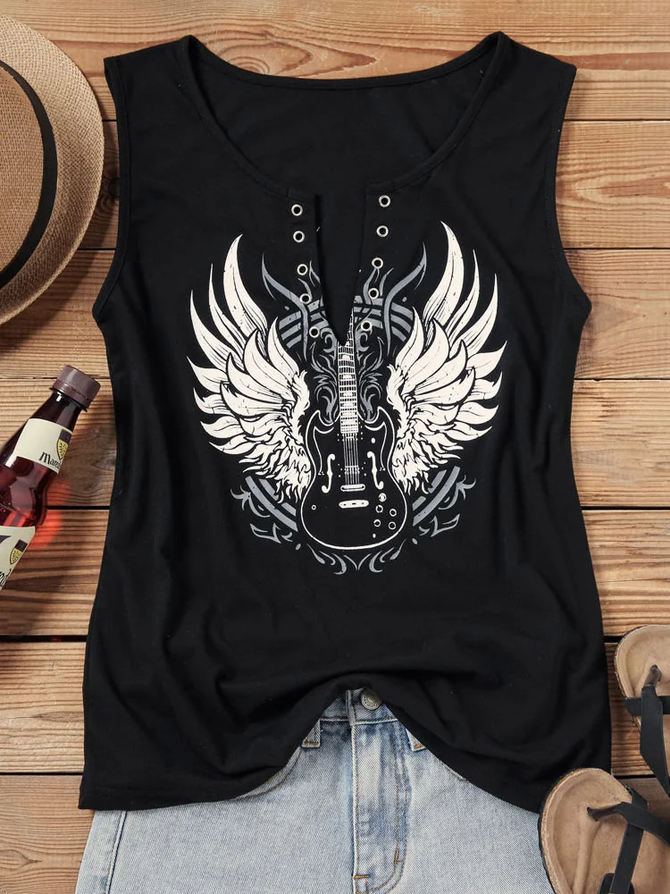 Black Gothic Style Cotton Polyester Blend Womens Rock Top