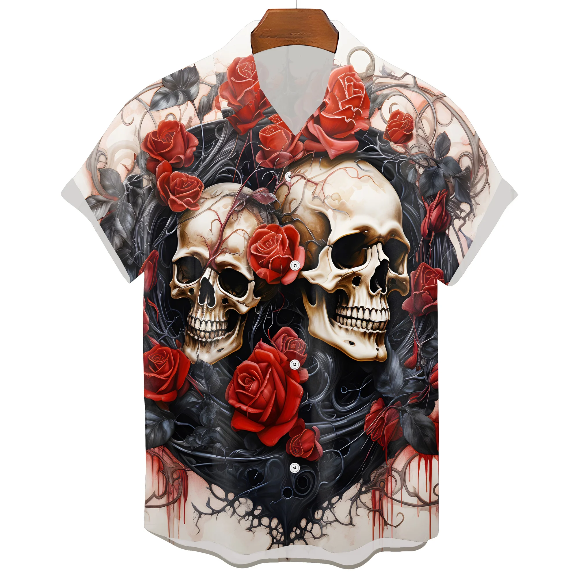 Hawaiian Skull Black T-Shirt for Men - Premium Spandex Polyester Blend