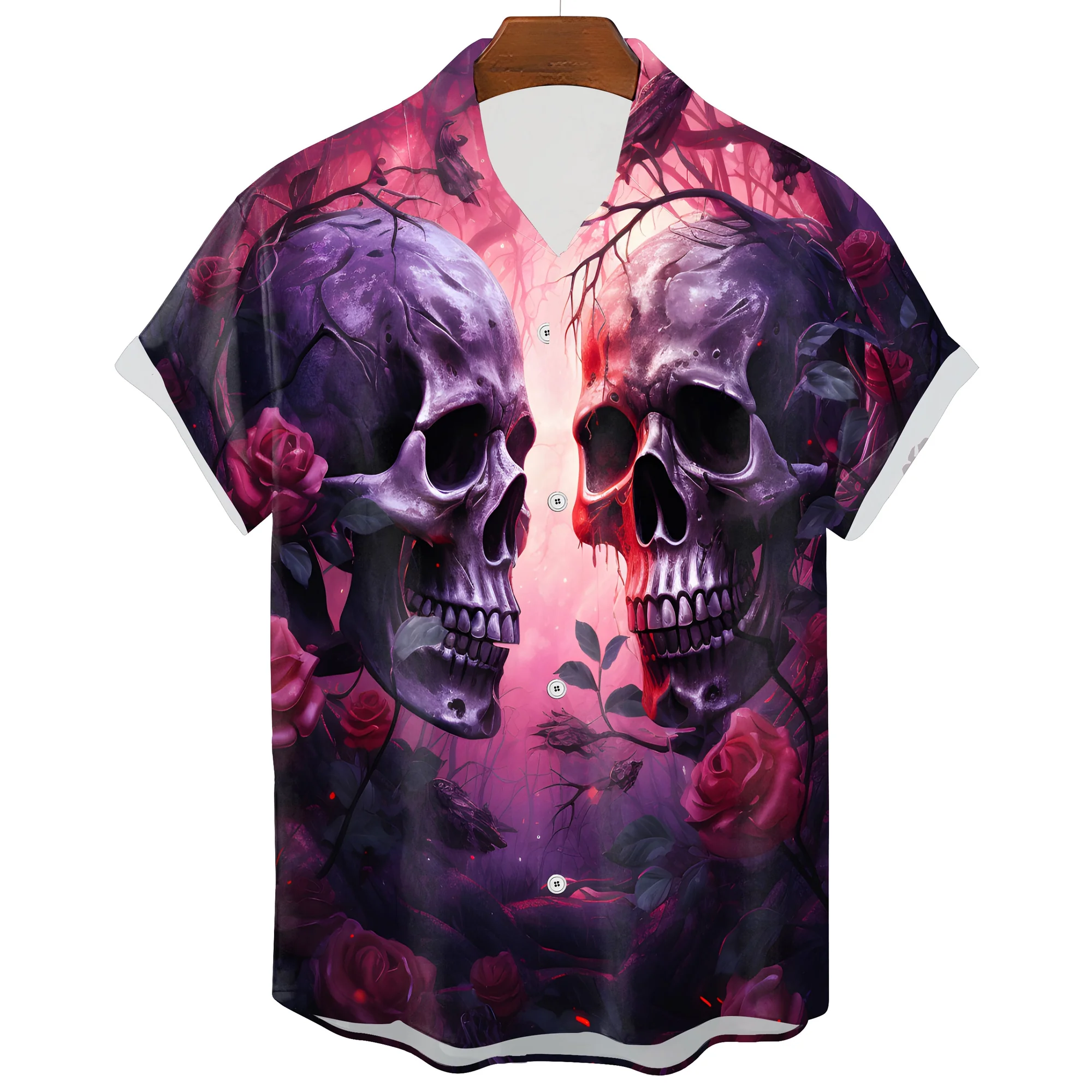 Hawaiian Skull Mens T-Shirt Premium Spandex Polyester Blend