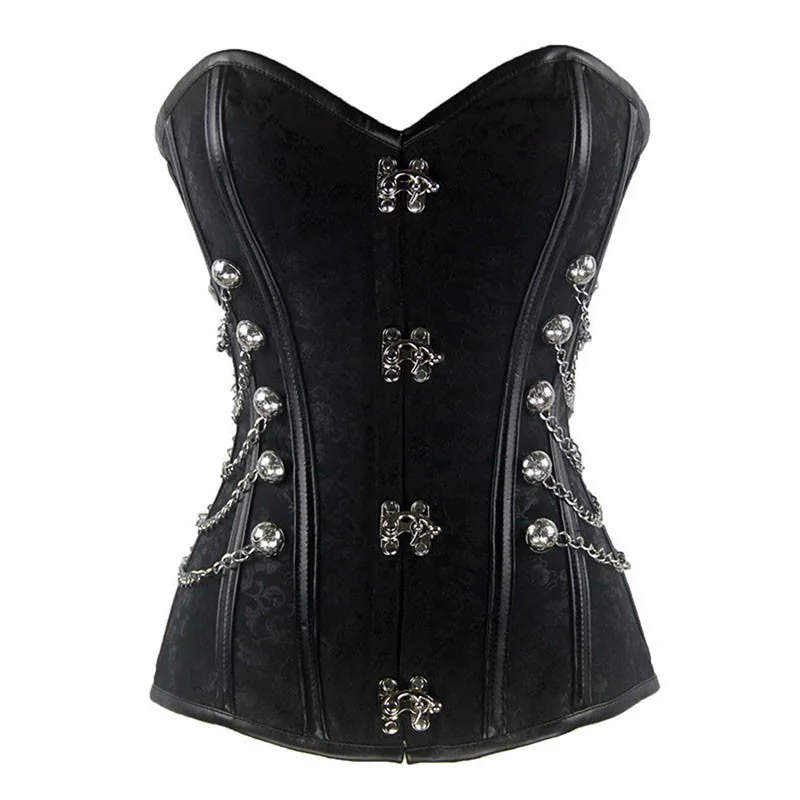 Gothic Chain Steampunk Corset Black Premium Quality