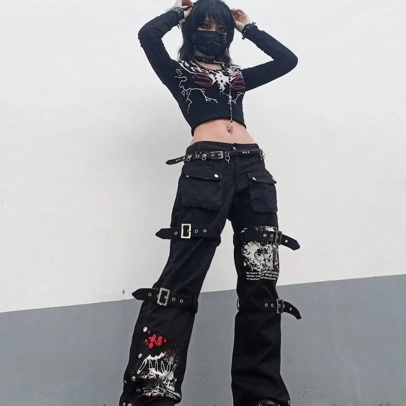 Gothic Cargo Pants in Premium Cotton & Polyester Blend