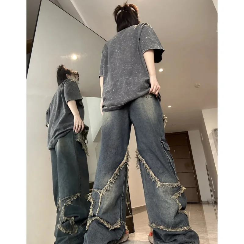 Stylish Vintage Wide-Leg Denim Jeans for Women