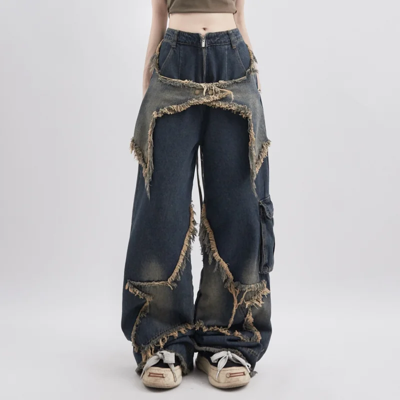 Stylish Vintage Wide-Leg Denim Jeans for Women
