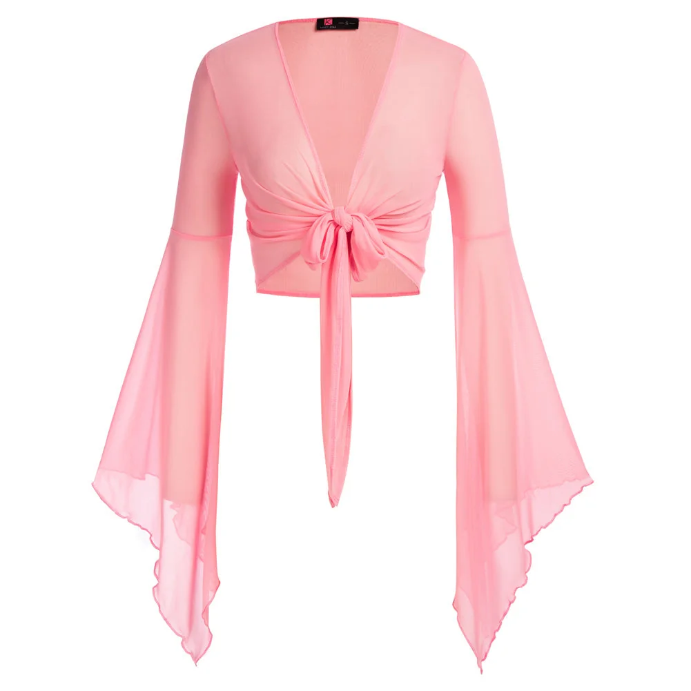 Chic Gothic Tie-Hem Top in Premium Polyamide Blend