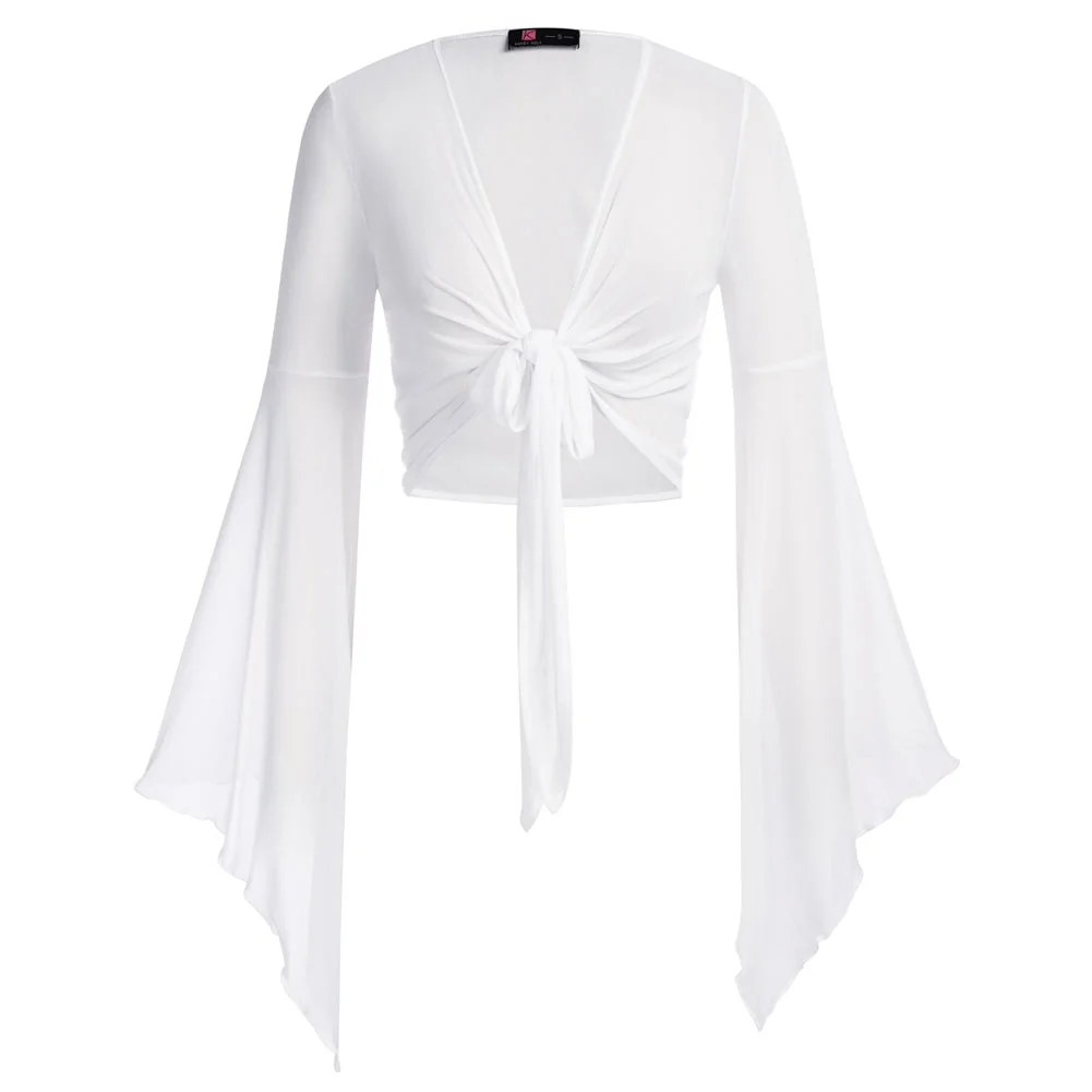 Chic Gothic Tie-Hem Top in Premium Polyamide Blend