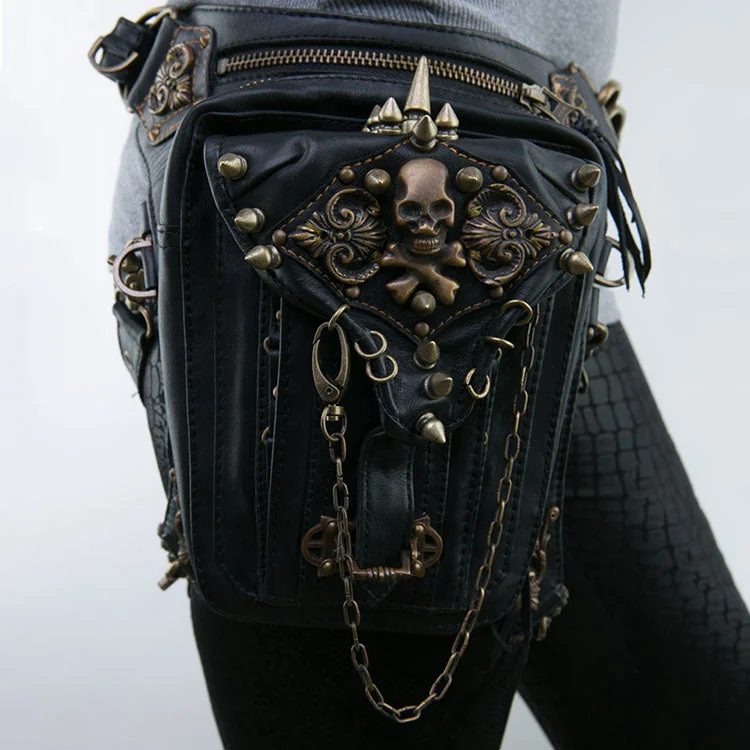 Vintage Gothic Steampunk Shoulder Bag Black 16x18cm