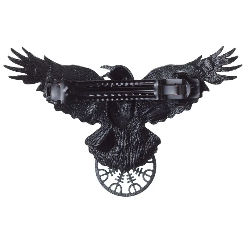 Elegant Crow Zinc Hair Clip in Gothic Style