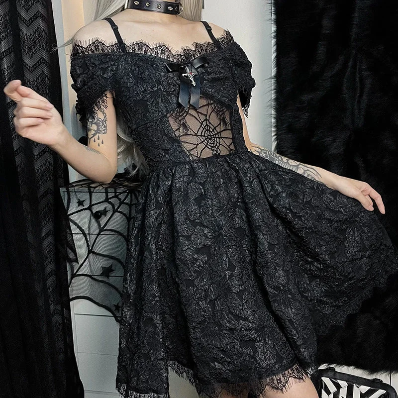 Chic Gothic Party Dress Premium Cotton/Polyester Blend