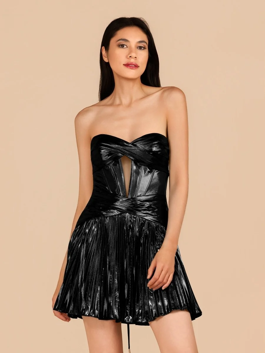Black Metallic A-Line Sweetheart Homecoming Dress