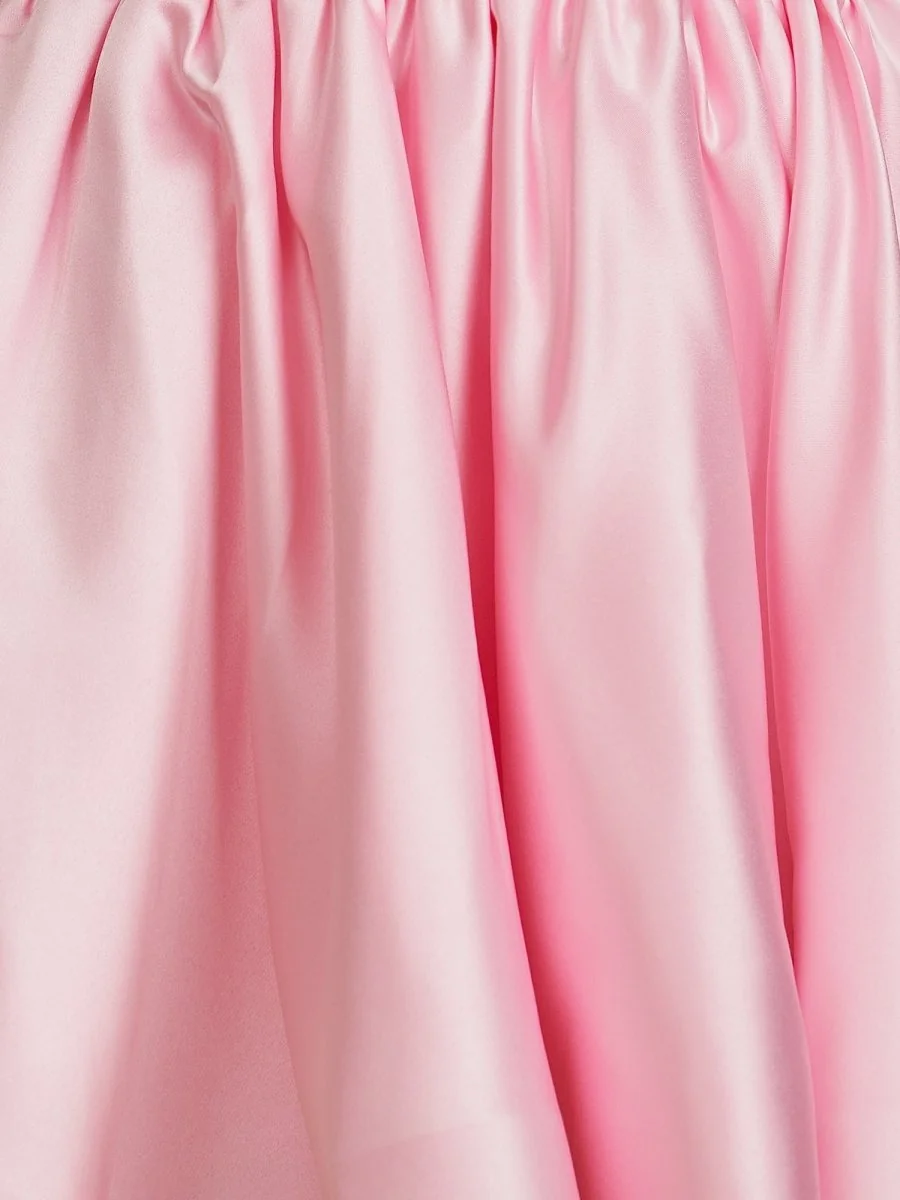 Pink Satin Strapless A-Line Homecoming Dress with Sequin Detail