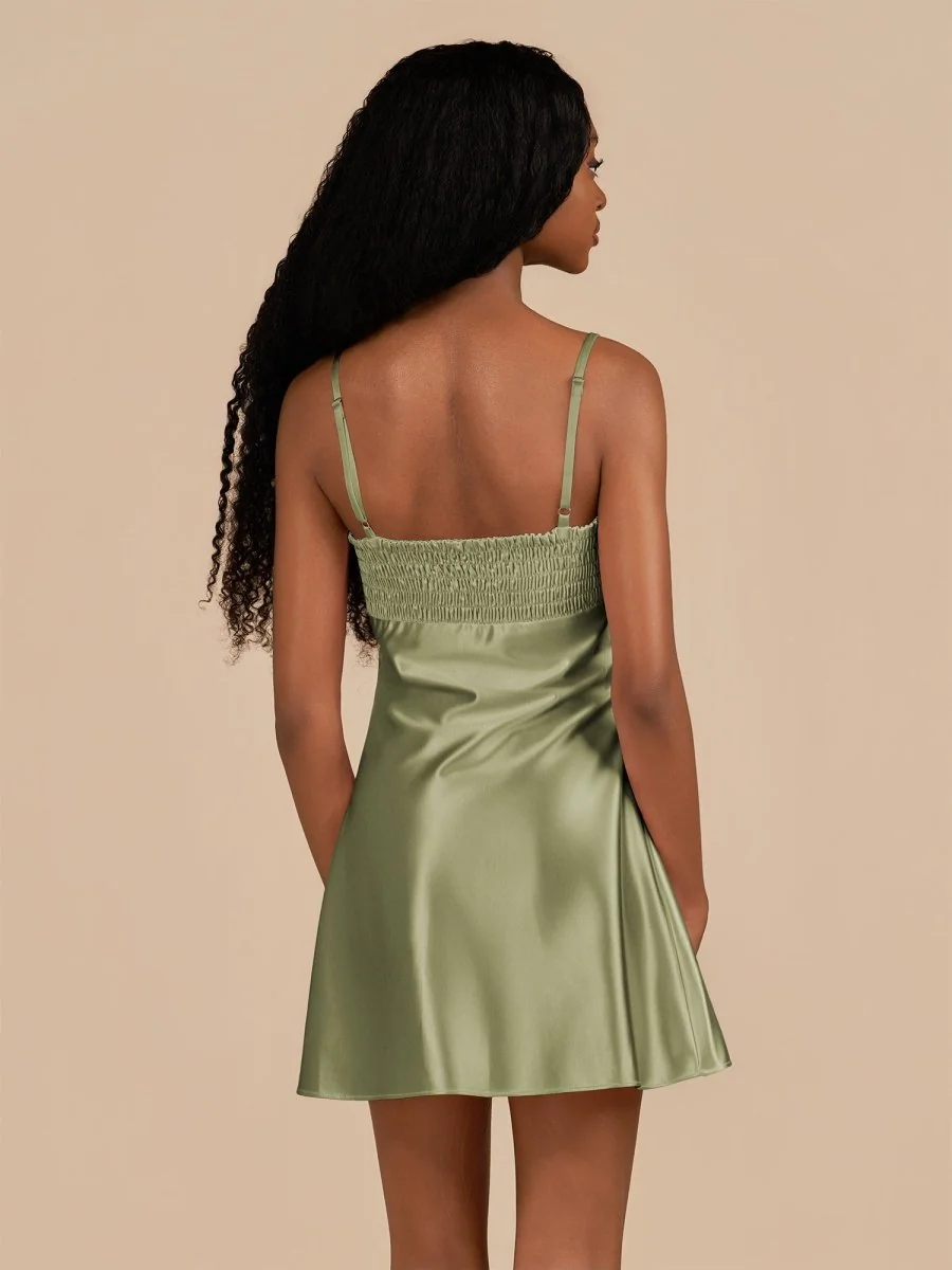 Olive Satin Sheath Homecoming Dress - Elegant & Adjustable