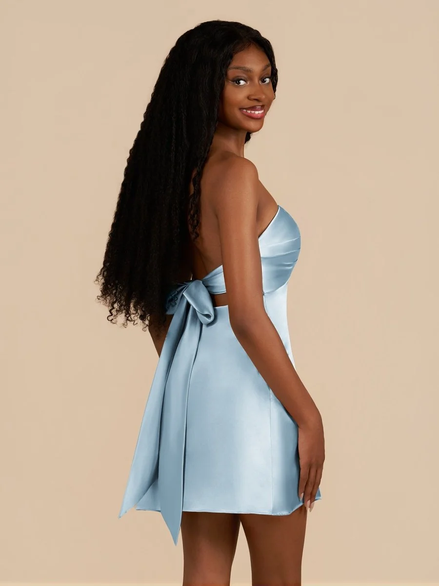 Sky Blue Strapless A-Line Homecoming Dress