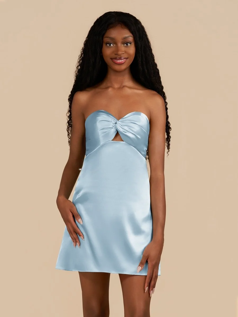 Sky Blue Strapless A-Line Homecoming Dress