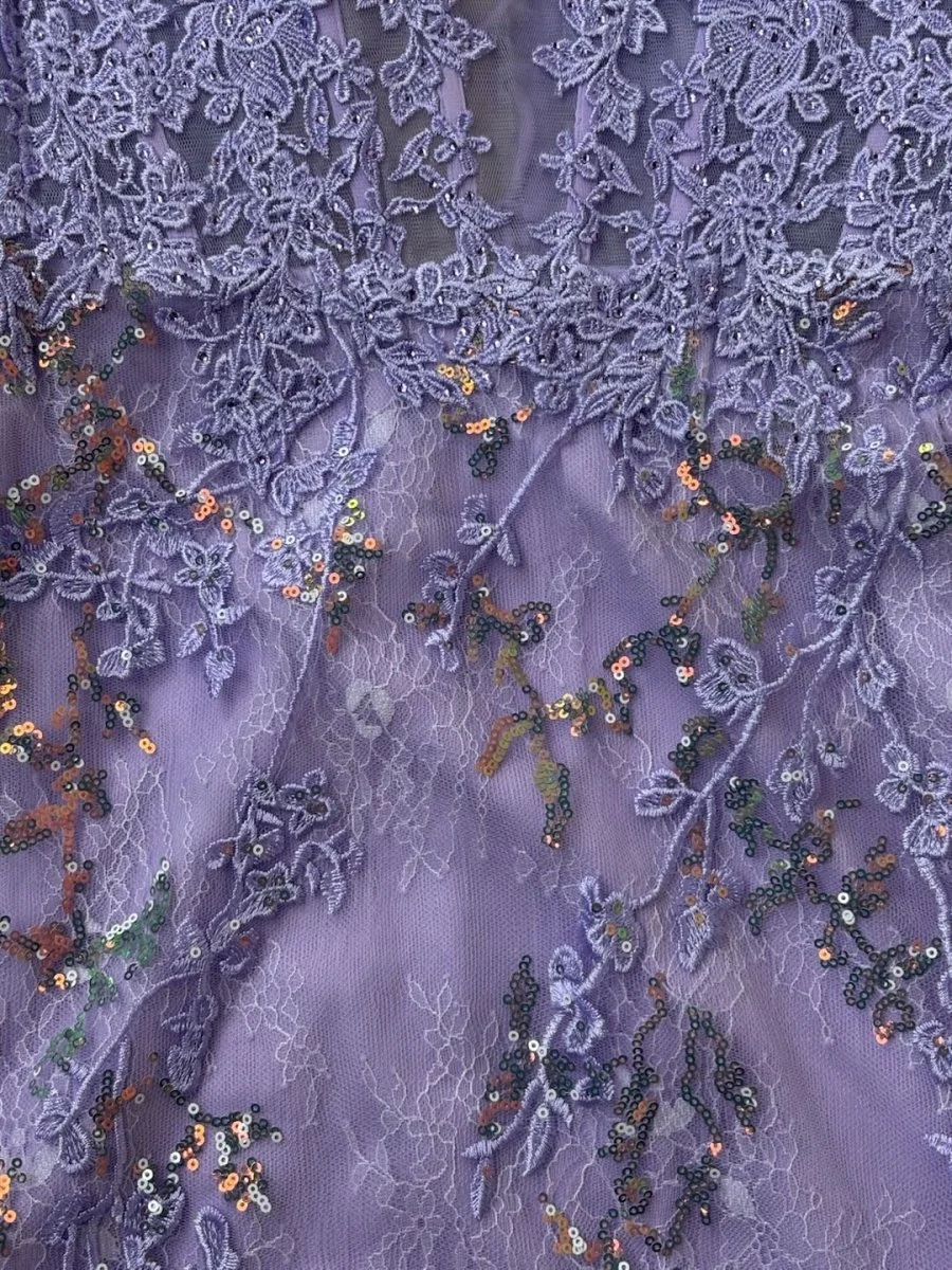 Lilac Sequin Sweetheart Homecoming Dress with Lace-Up Back