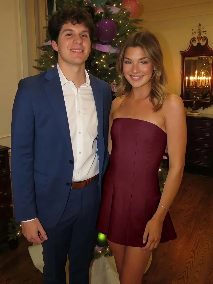 Burgundy Strapless Satin A-Line Homecoming Dress