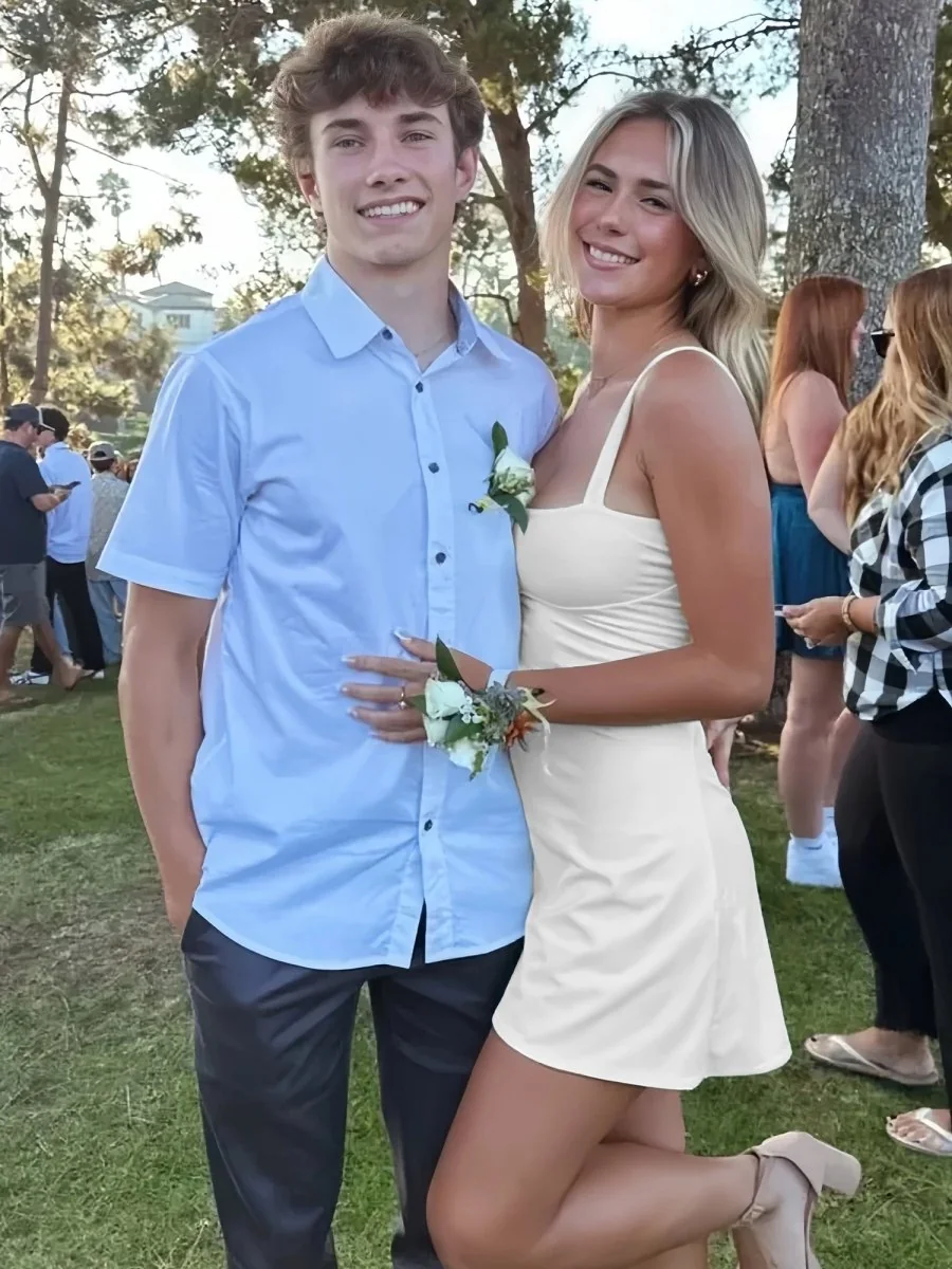 White Square Neck Sleeveless A-Line Cocktail Dress