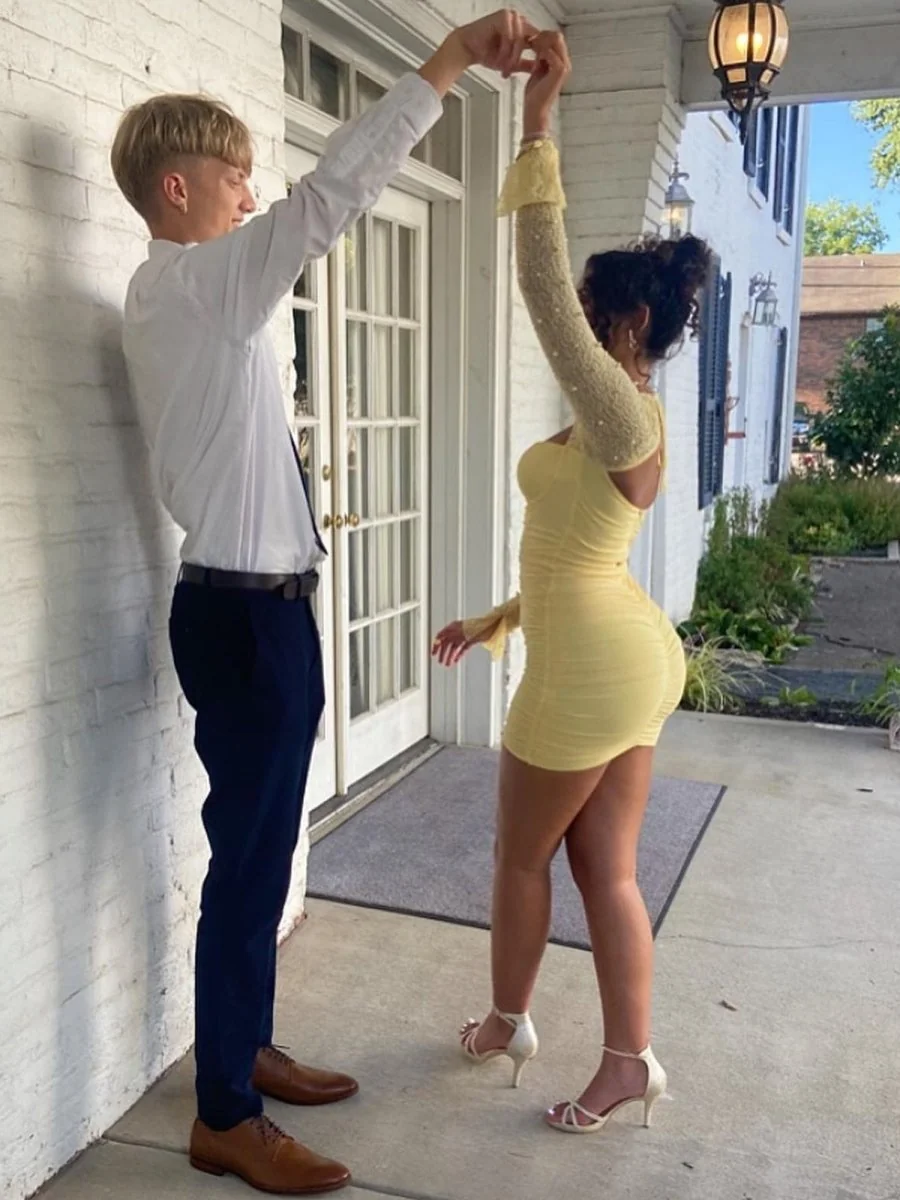 Sweetheart Yellow Bodycon Homecoming Dress with Pearls