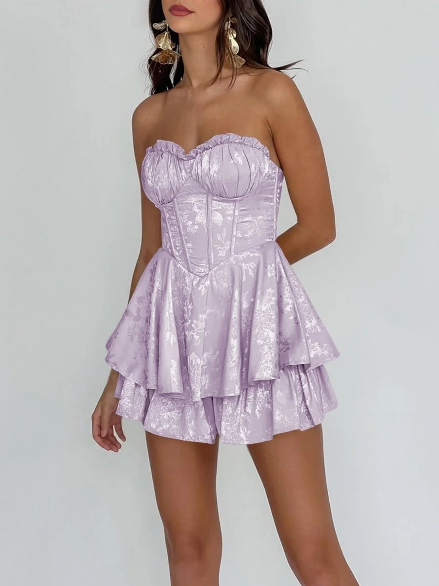 Lavender A-Line Sweetheart Ruffles Short Homecoming Dress