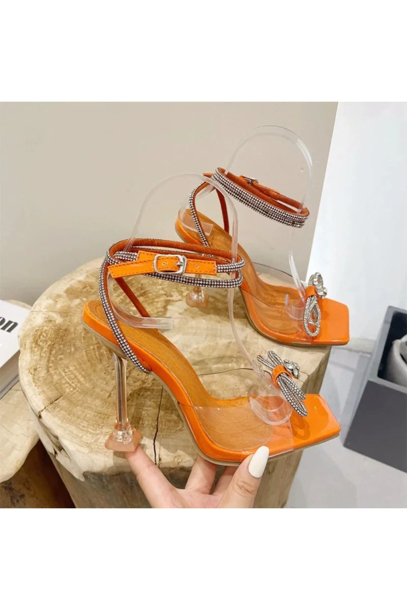 Chunky Heel Crystal Embellished Stiletto Shoes