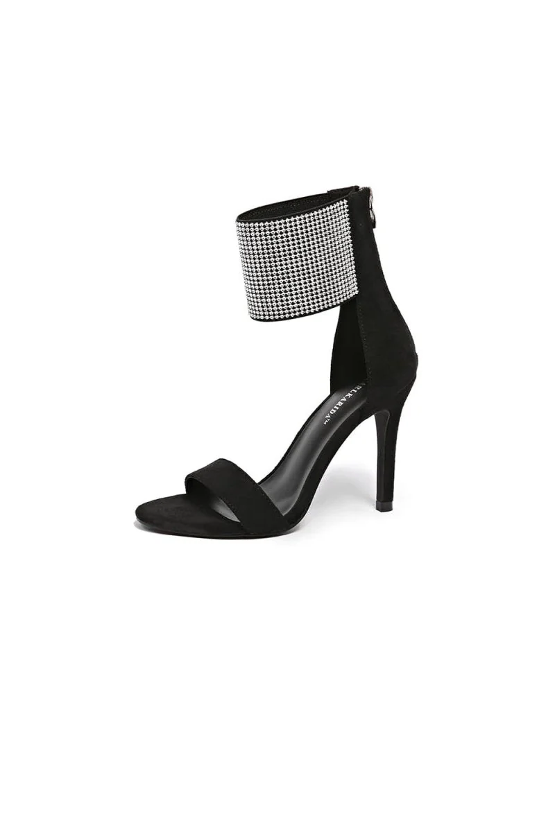 Chic Black Wide Ankle Cuff Stiletto Heels