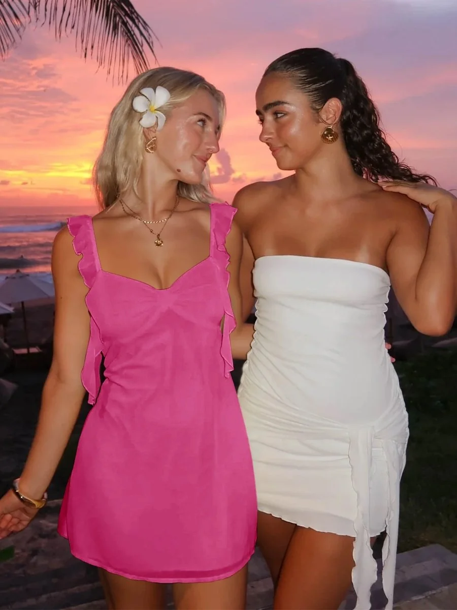 Short Yellow Satin V-Neck Ruffle Homecoming Dress