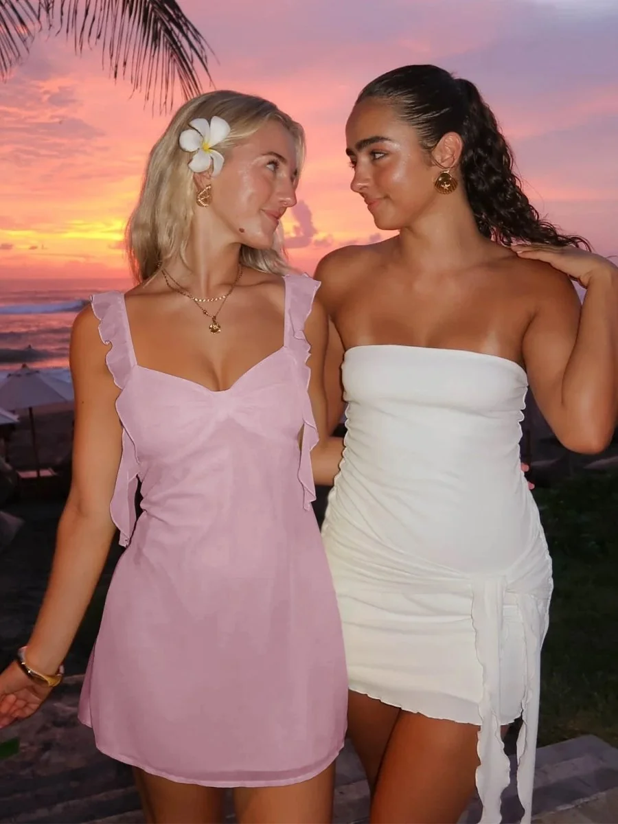 Short Yellow Satin V-Neck Ruffle Homecoming Dress