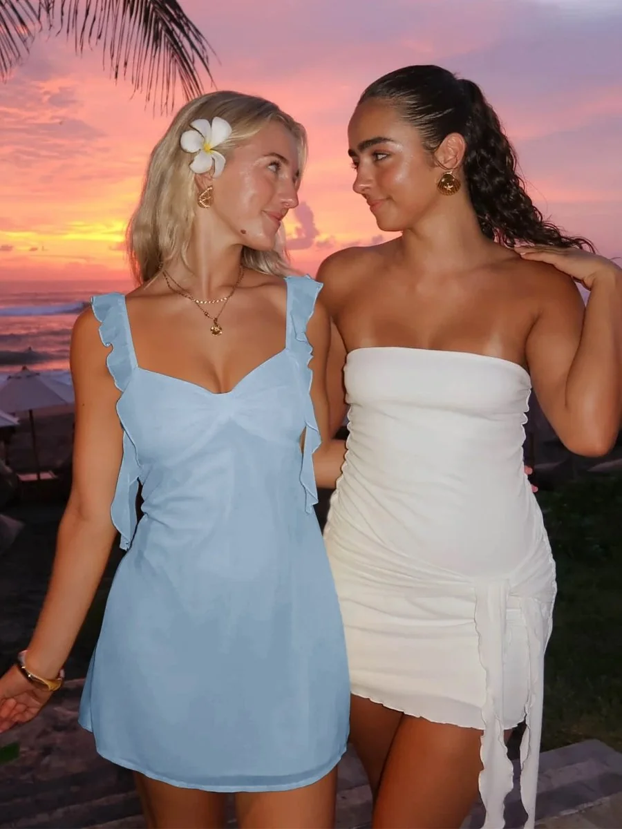 Short Yellow Satin V-Neck Ruffle Homecoming Dress