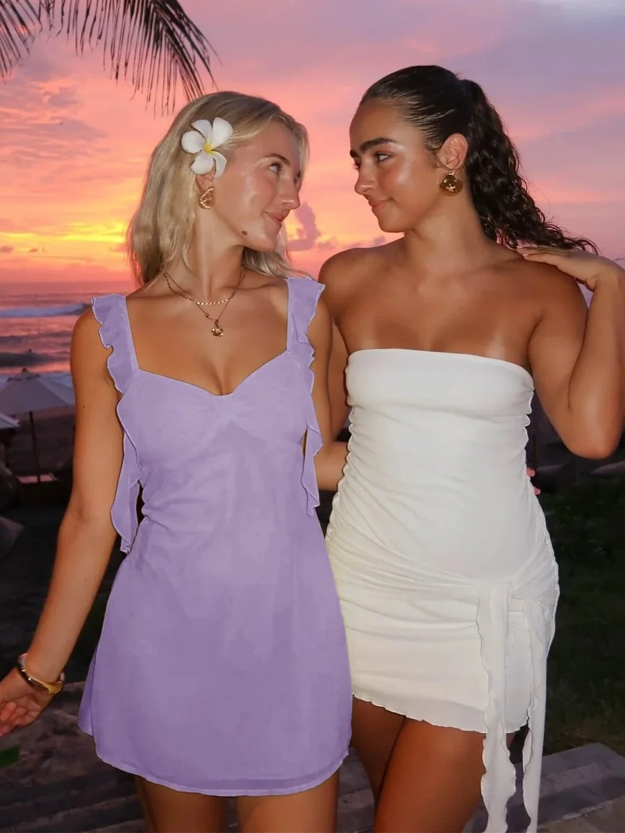 Short Yellow Satin V-Neck Ruffle Homecoming Dress