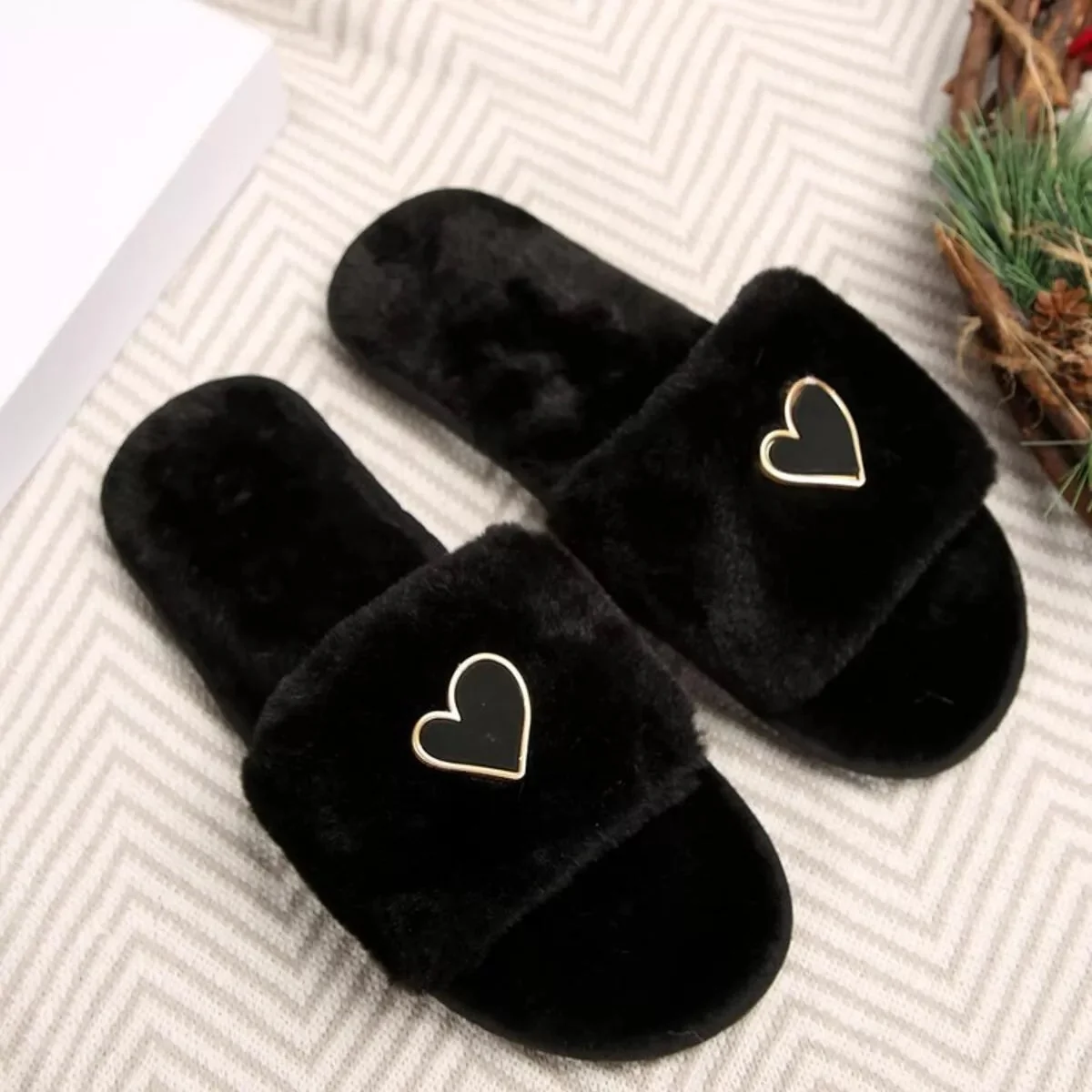 Fluffy Open Toe Slippers for Women