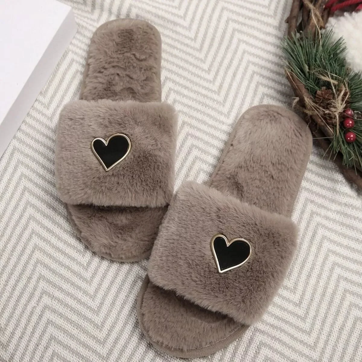 Fluffy Open Toe Slippers for Women