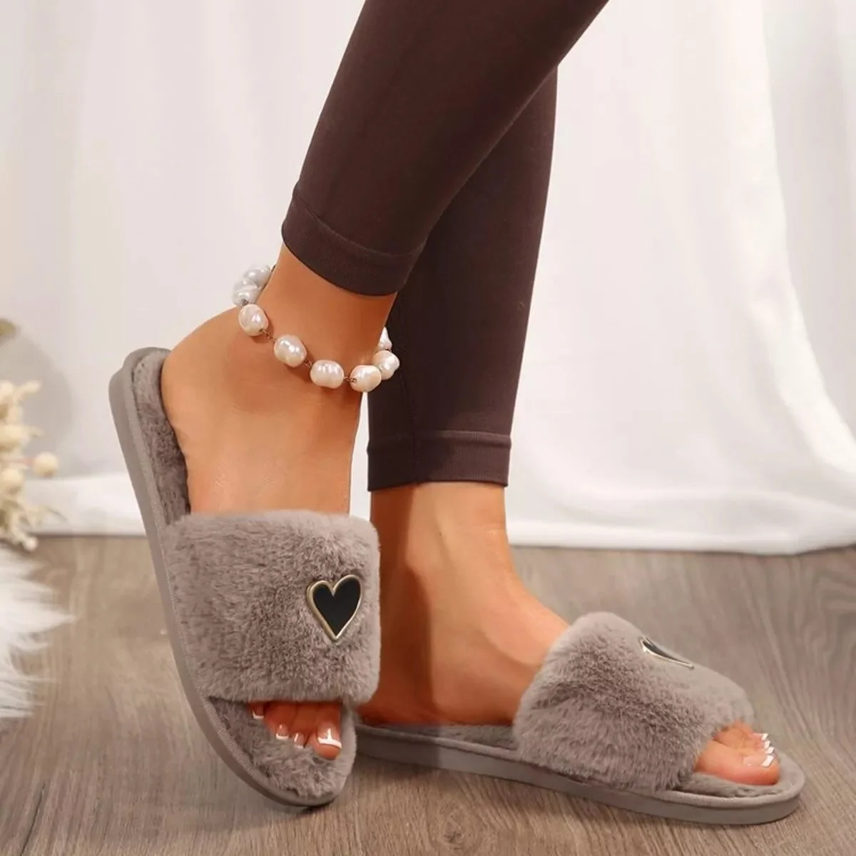Fluffy Open Toe Slippers for Women