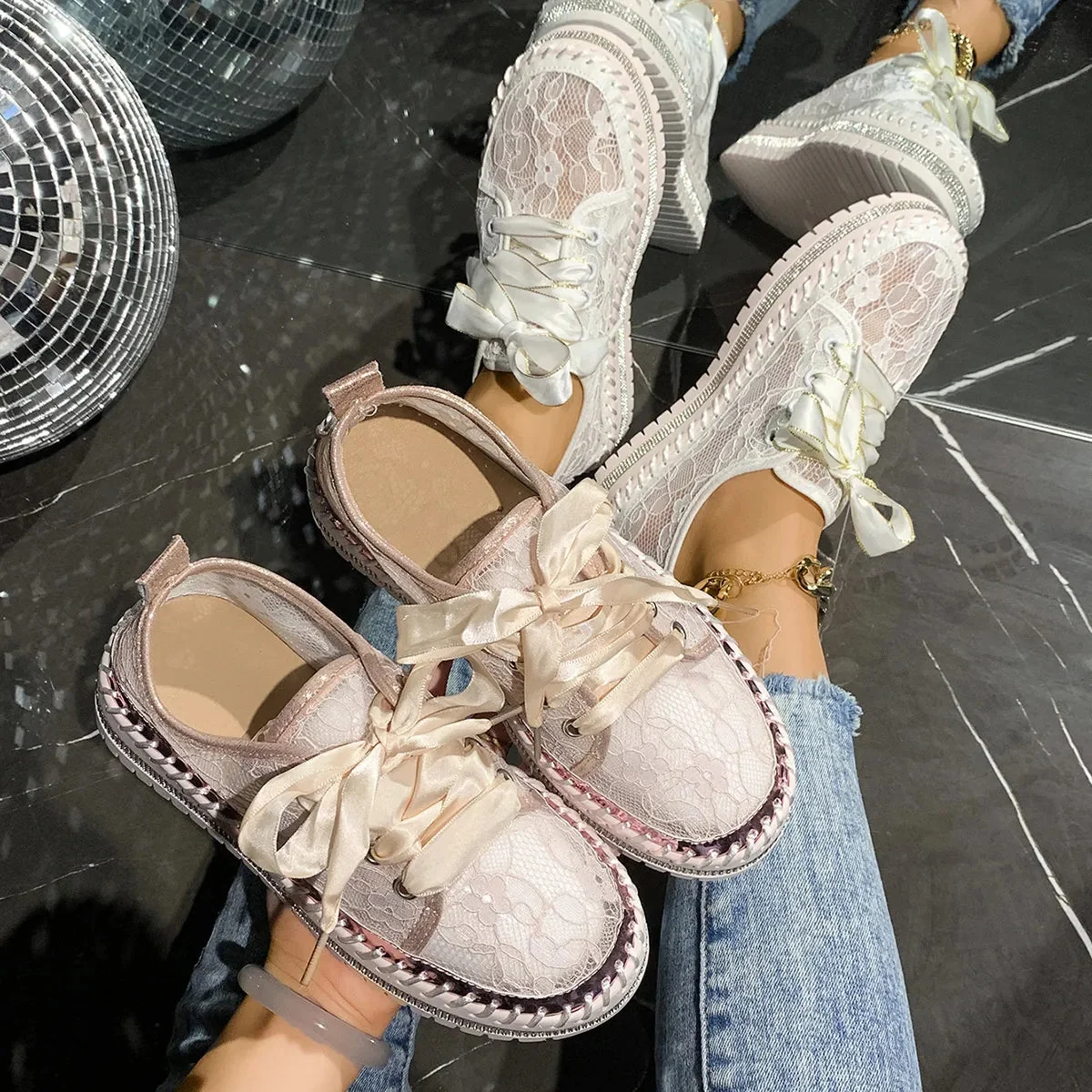 Womens Mesh Platform Loafers - Stylish and Comfortable Shoes