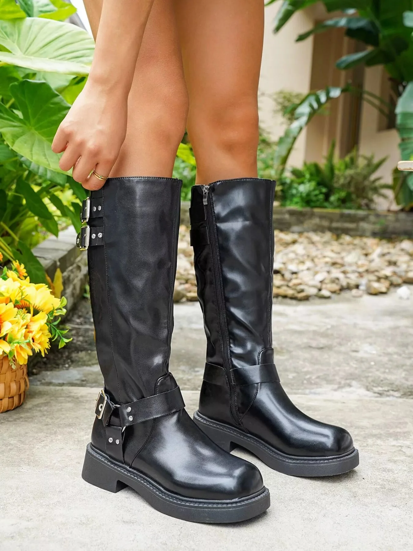 Black Mid Heel Ankle Boots - Stylish Round Toe Shoes