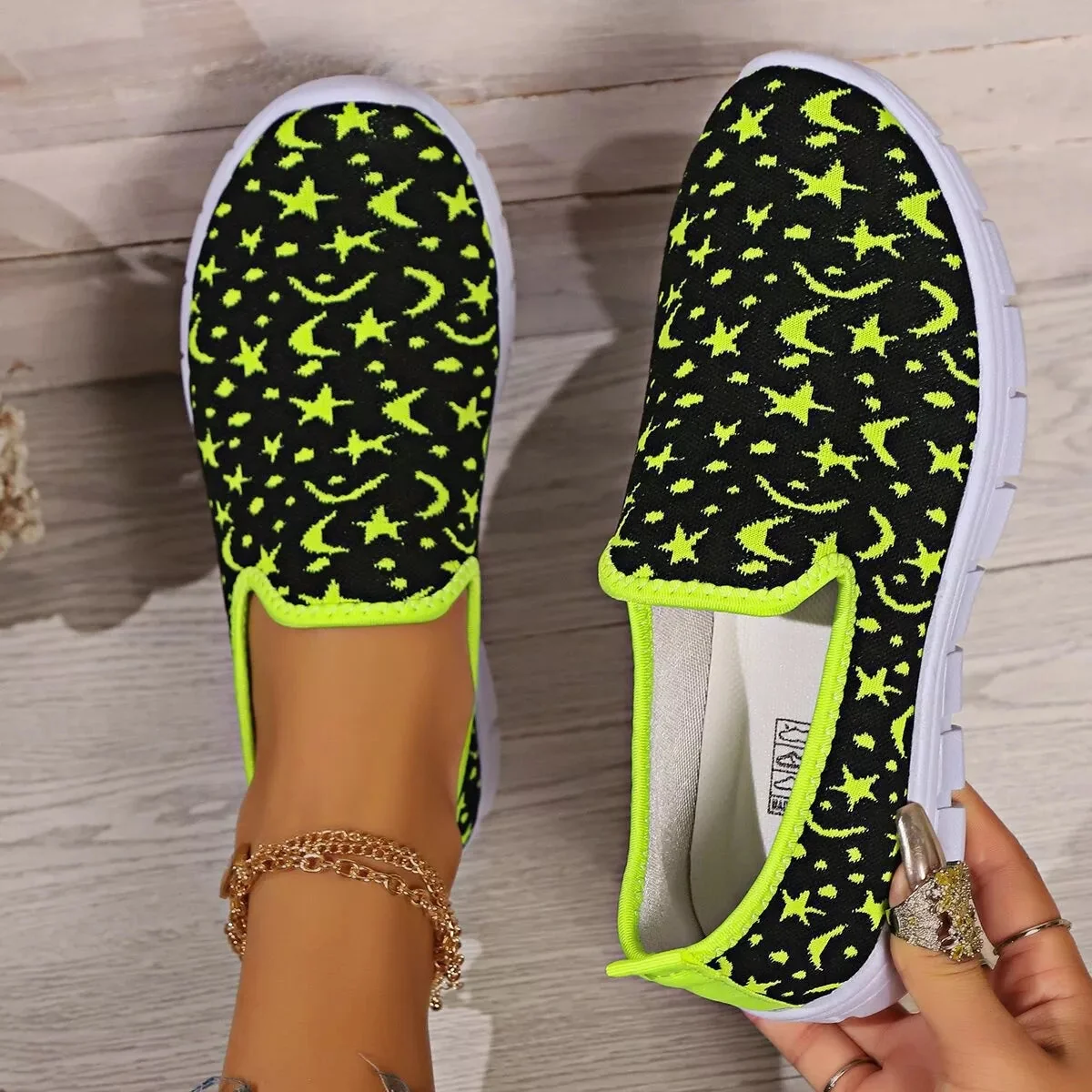 Blue Round Toe Platform Slip-Ons Shoes