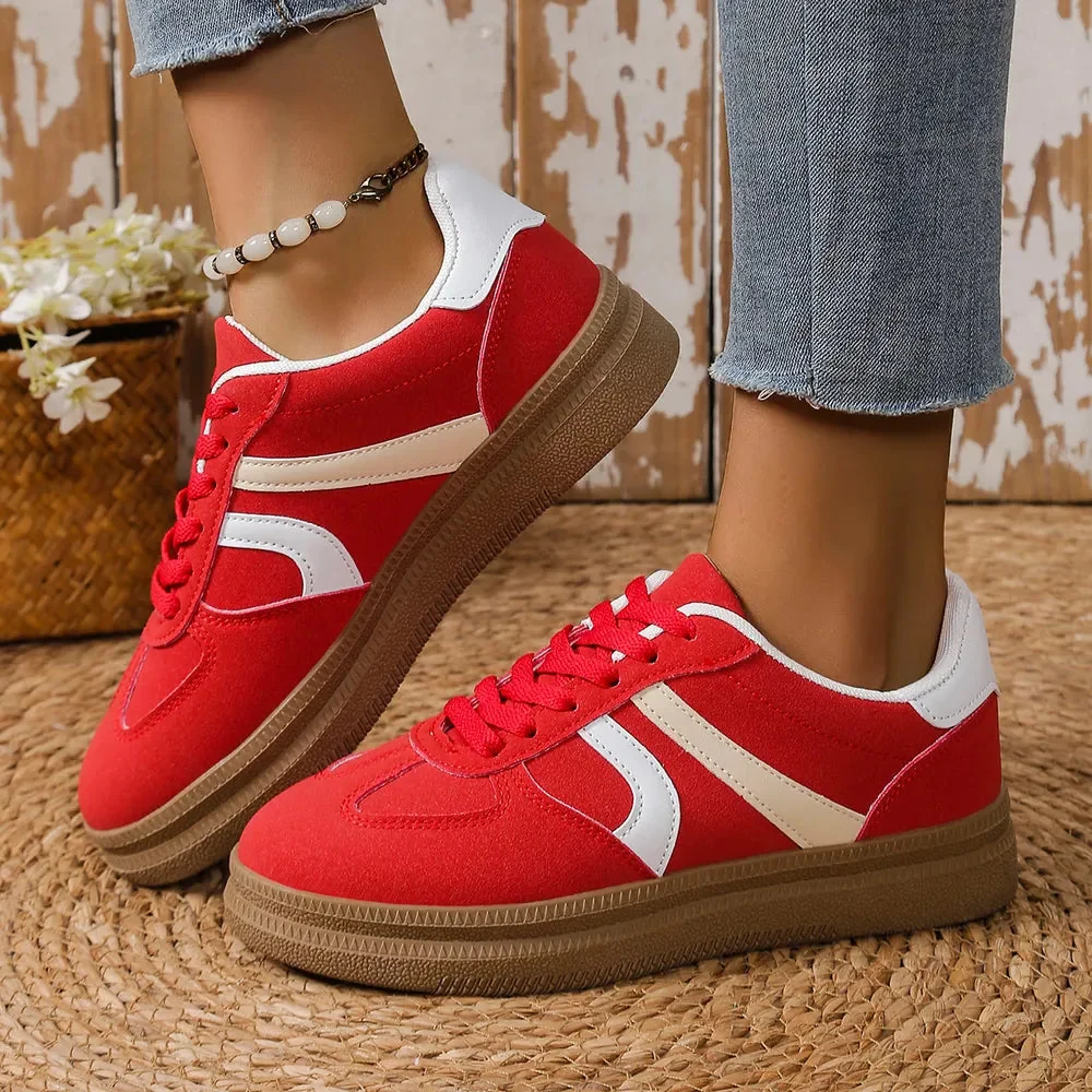 Green Platform Sneakers with Round Toe Detail