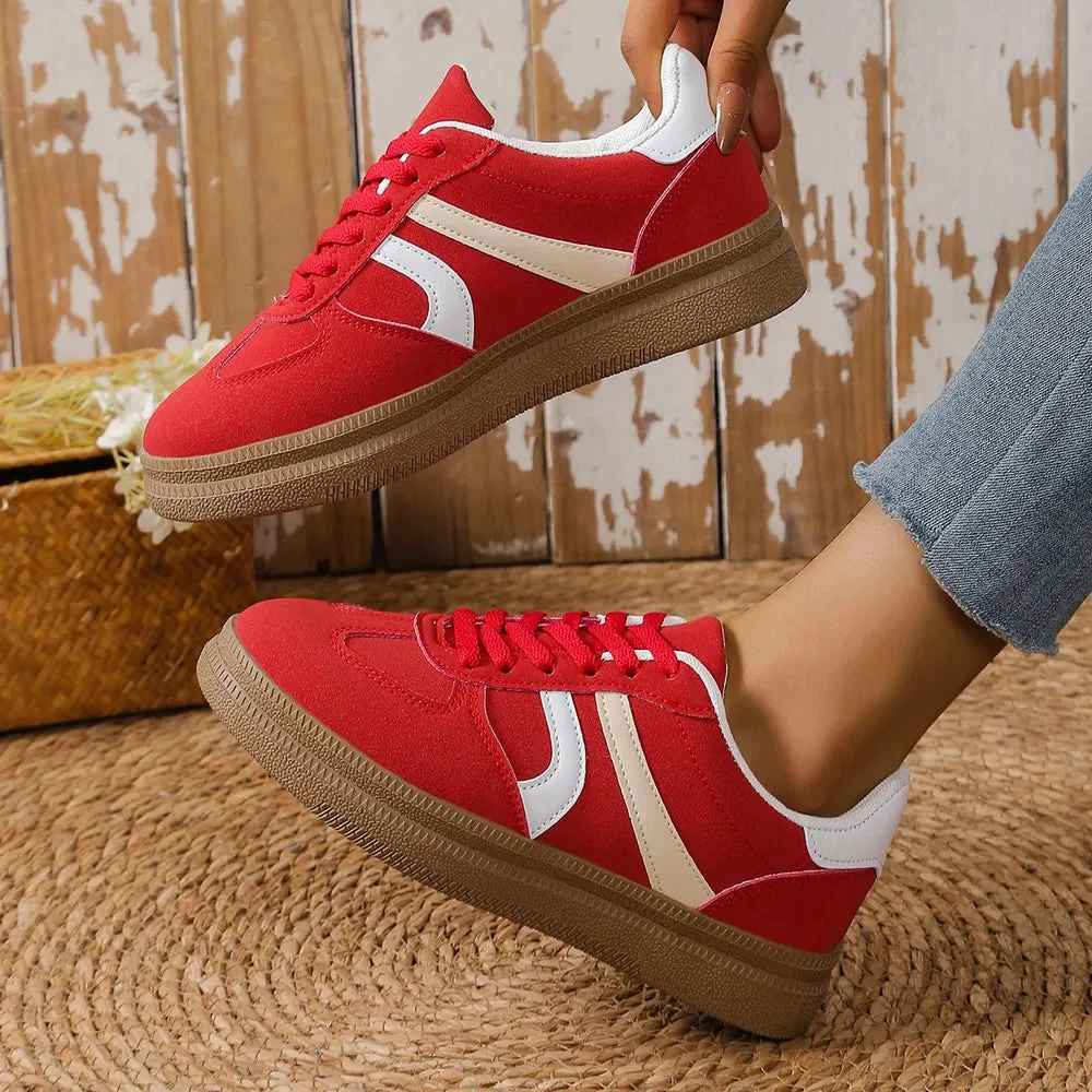 Green Platform Sneakers with Round Toe Detail
