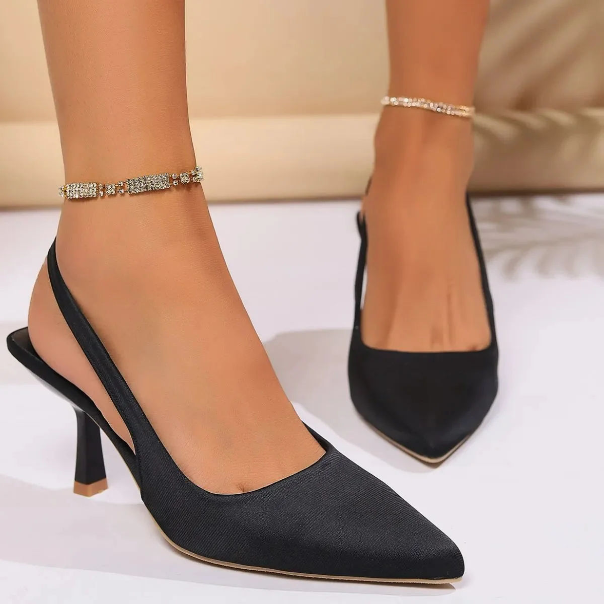 Black Pointed Toe Stiletto Pumps - High Heel Shoes