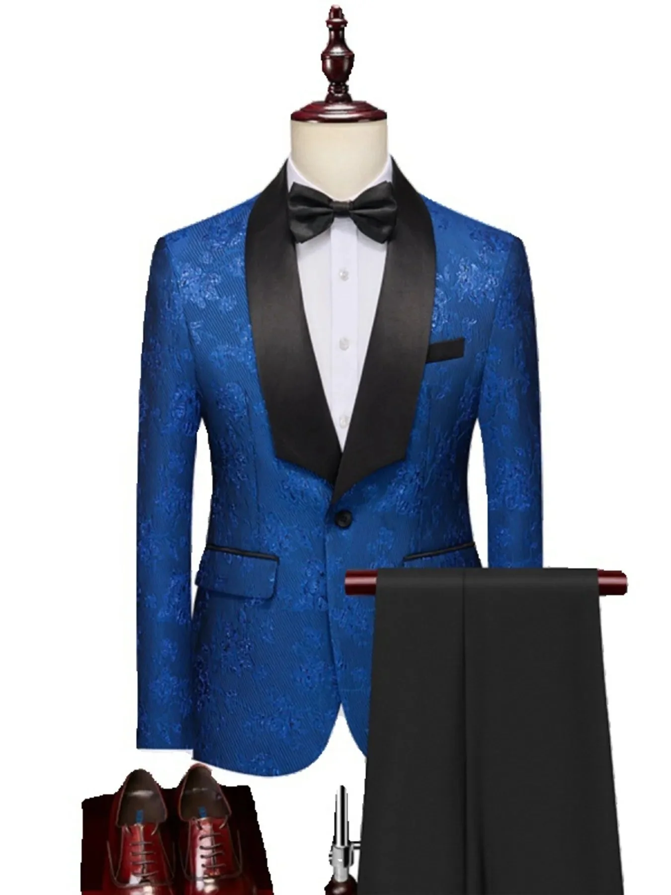 Mens Plus Size Buttoned Blazer and Pants Set