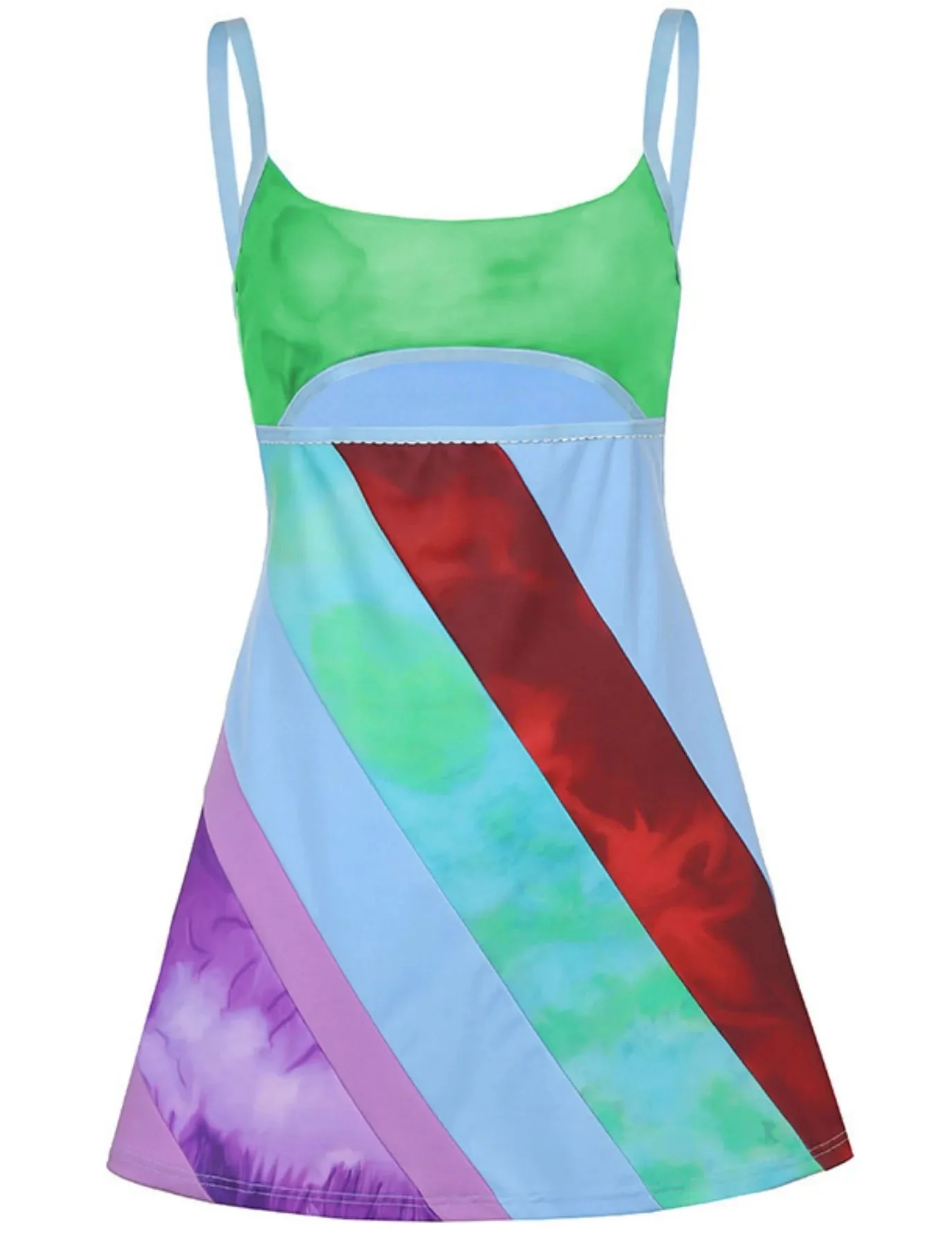 Multicolored Cutout Color Block Cami Dress
