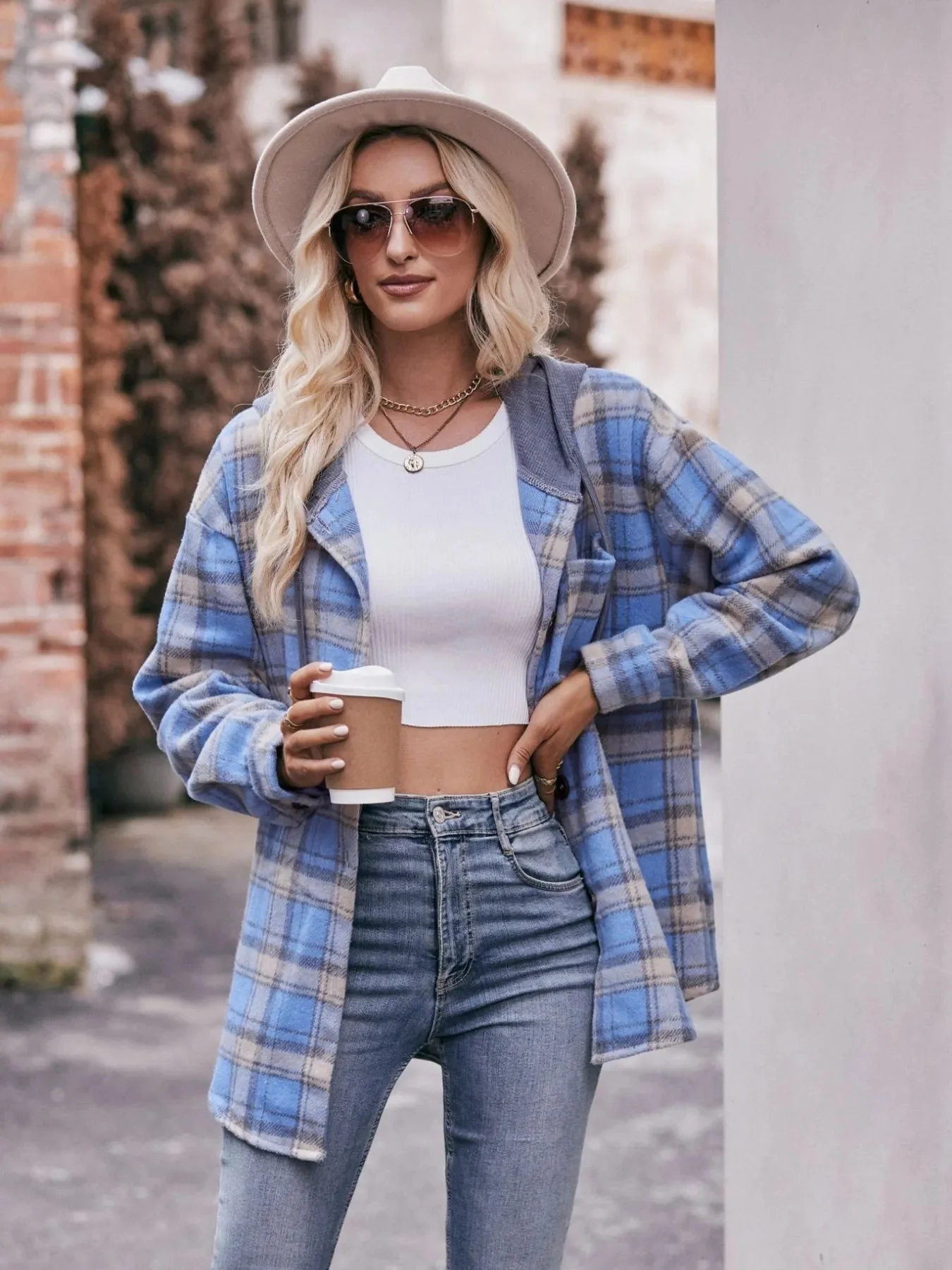 Black Oversized Plaid Flannel Shirt Jacket