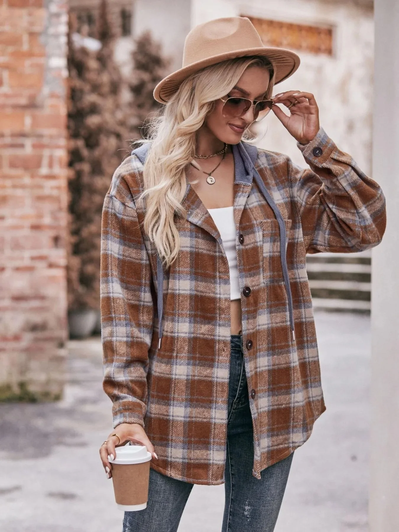 Black Oversized Plaid Flannel Shirt Jacket