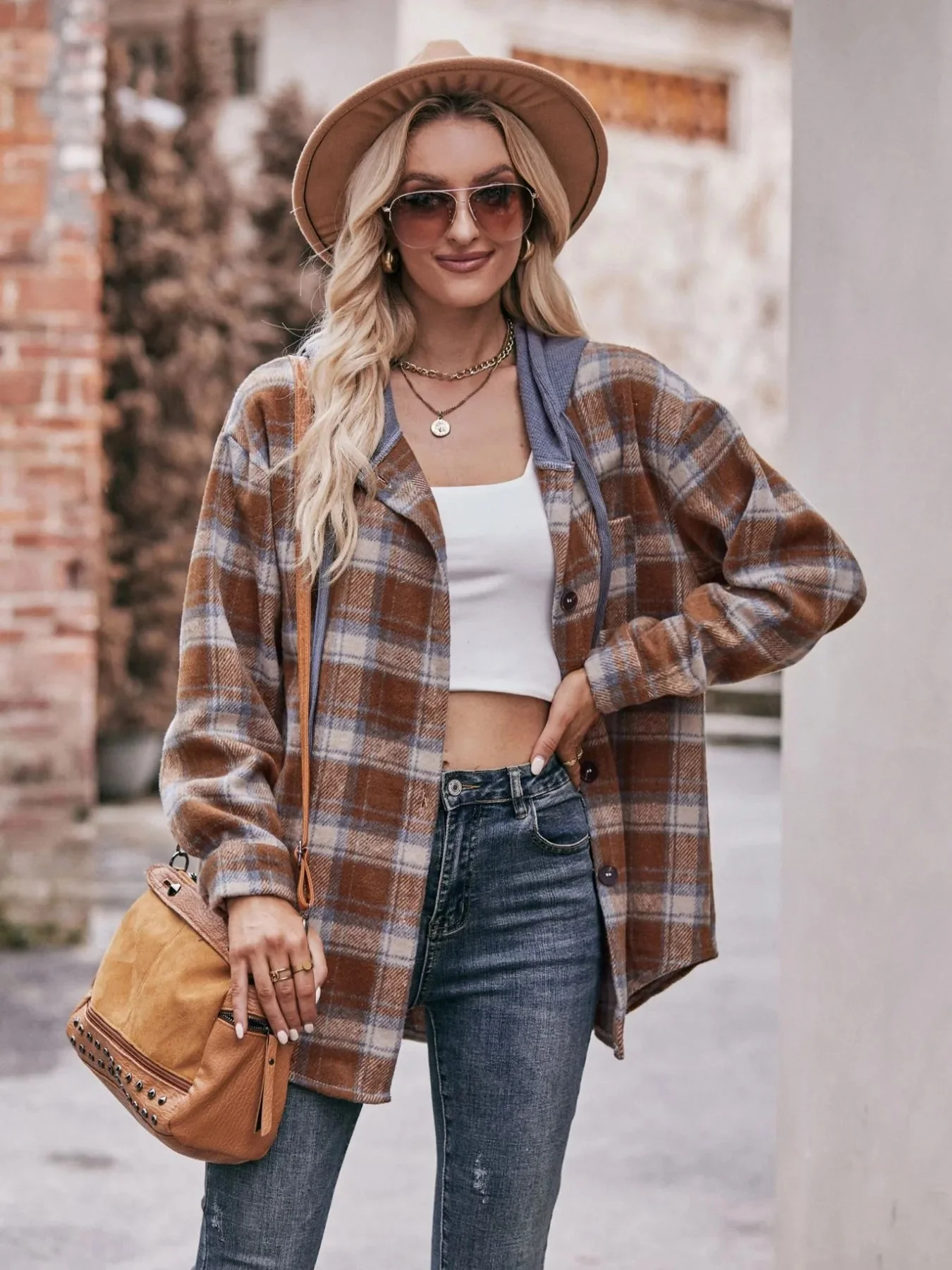 Black Oversized Plaid Flannel Shirt Jacket