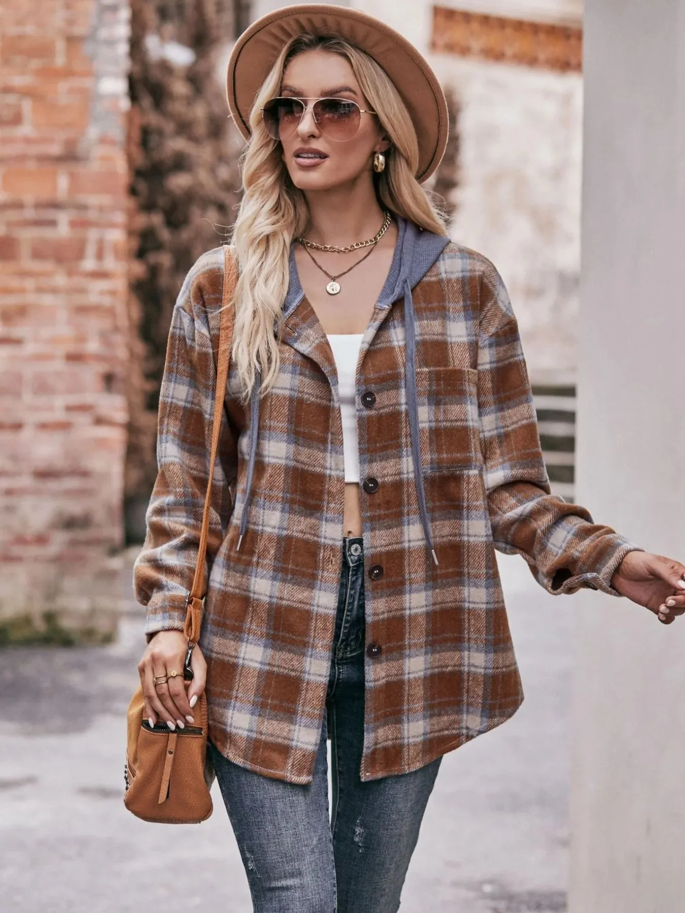 Black Oversized Plaid Flannel Shirt Jacket
