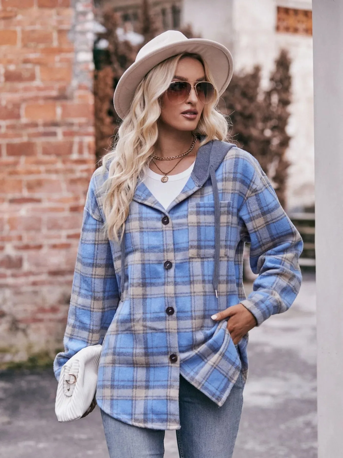 Black Oversized Plaid Flannel Shirt Jacket